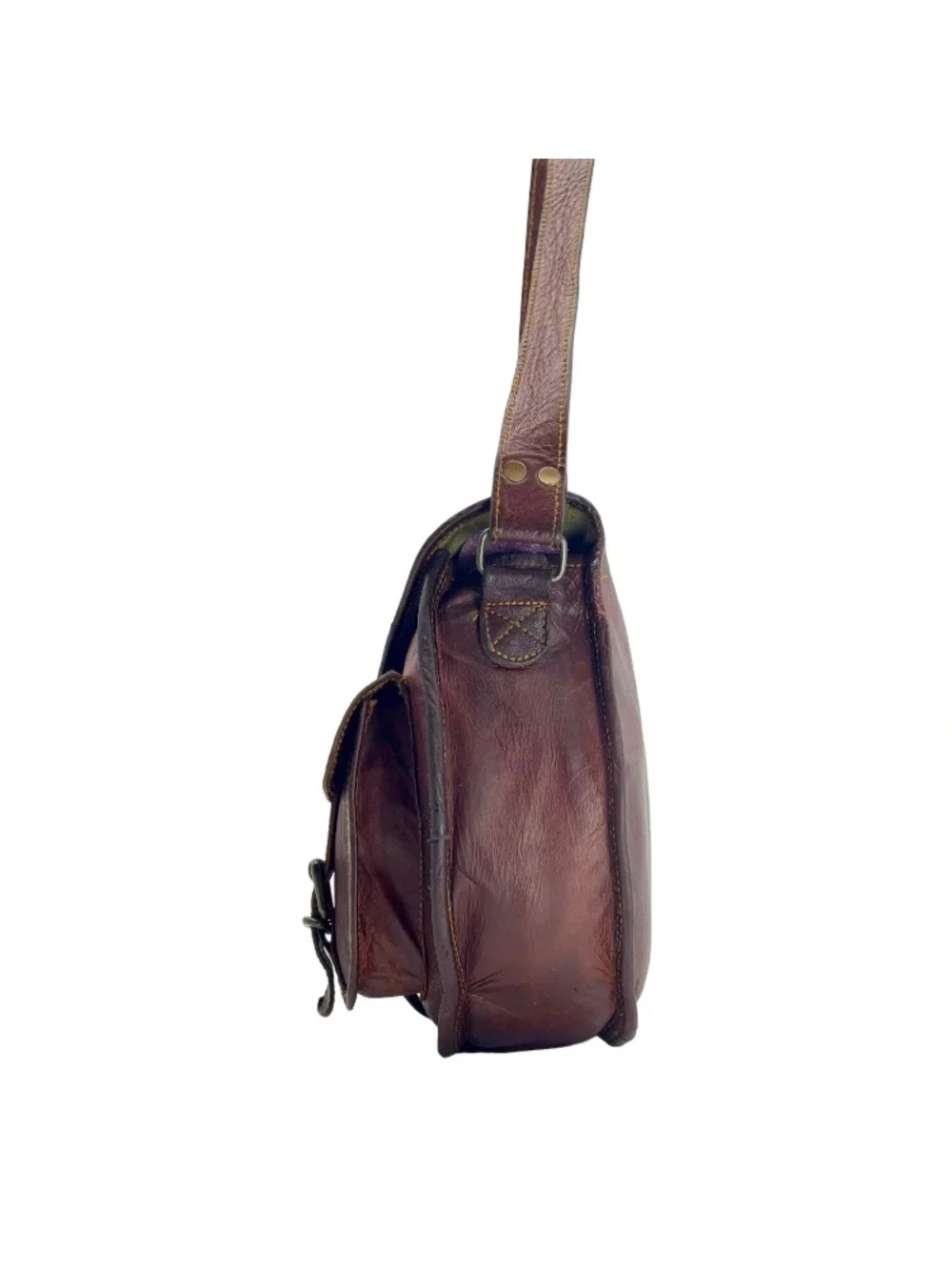Vintage 70's Leather Shoulder Crossbody Travel Bag